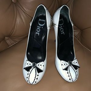 Dior White Bow Tie Heels